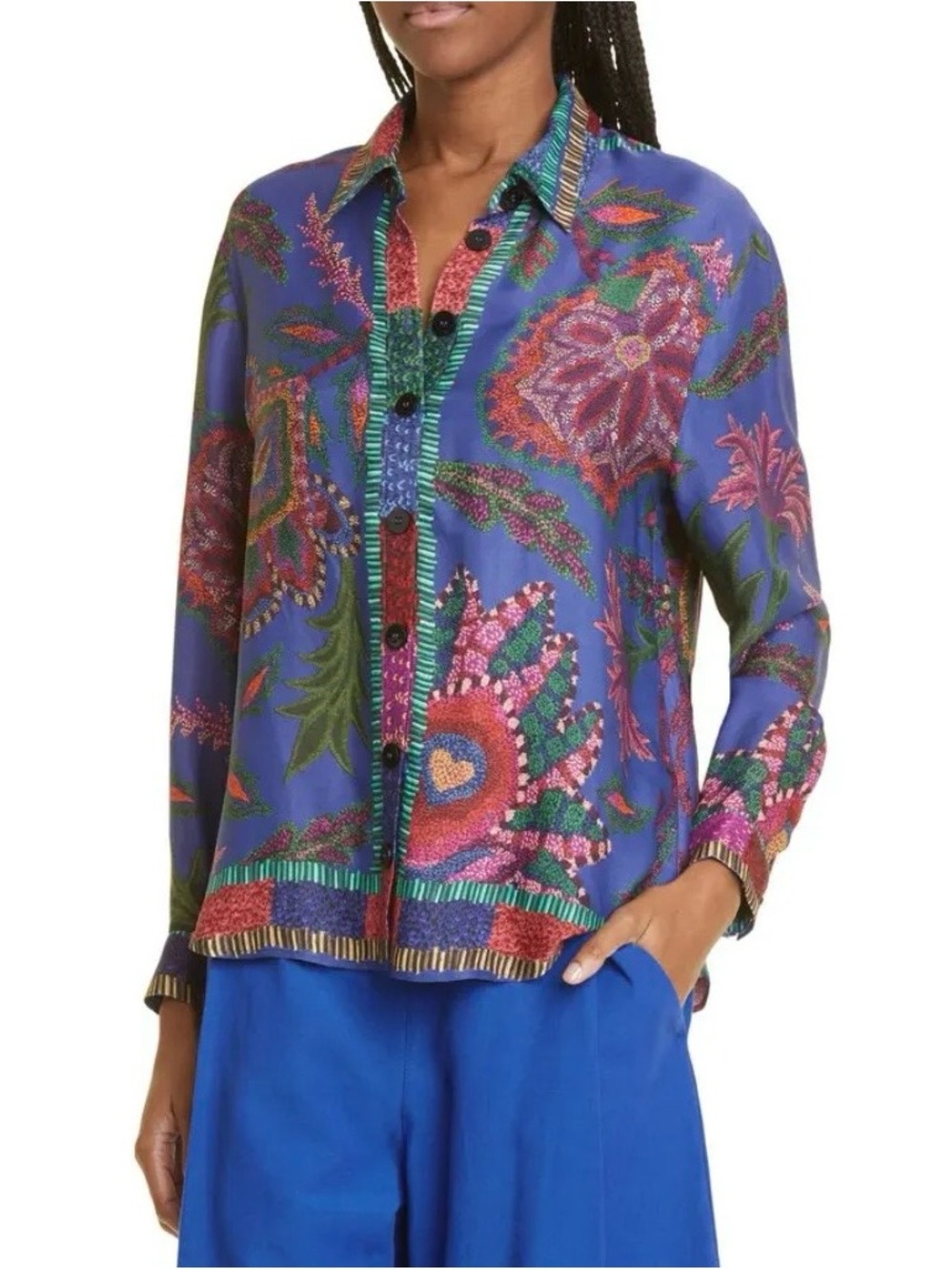 Farm Rio Sunset tapestry print blouse size Large